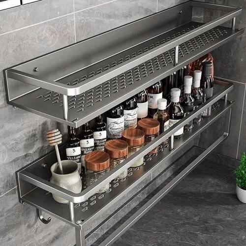 Aluminum Kitchen Shelf Wall Mounted Spice Organizer Rust and