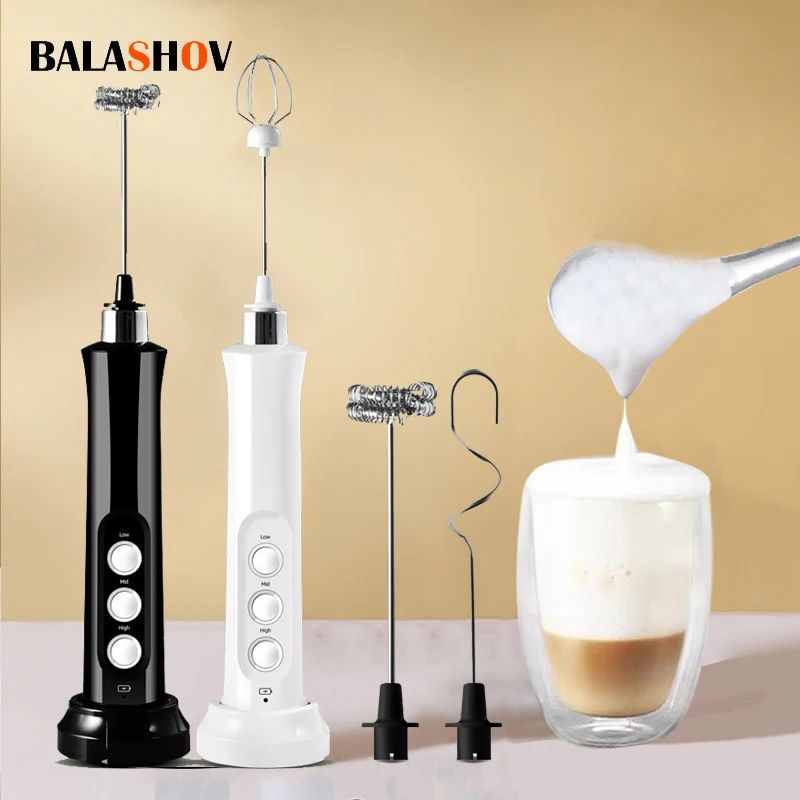 3 In 1 Portable Electric Milk Frother Foam Maker Handheld Re图片