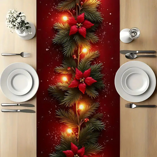 Christmas Table Flag Elegant Holiday Restaurant Decorative T