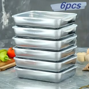 6pcs Stainless Steel Food Storage Container Large Capacity S