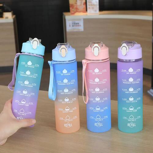 700ML Running Water Bottle Soft Water Bottle Time Marker Cup