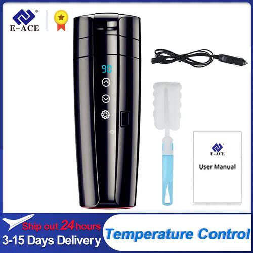 E-ACE 12V Portable Car Heating Cup 400ml Stainless Steel Tou