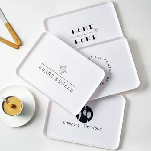 1 Pcs Practical Plastic Dessert Serving Tray Tea Breakfast B