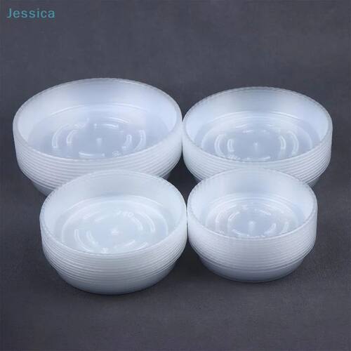 ?10Pcs Transparent Round Plastic Flower Pot Tray Clear Deskt