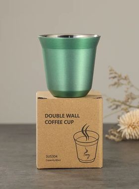 80ml Mini Coffee Cups High Quality Stainless Steel Double Wa