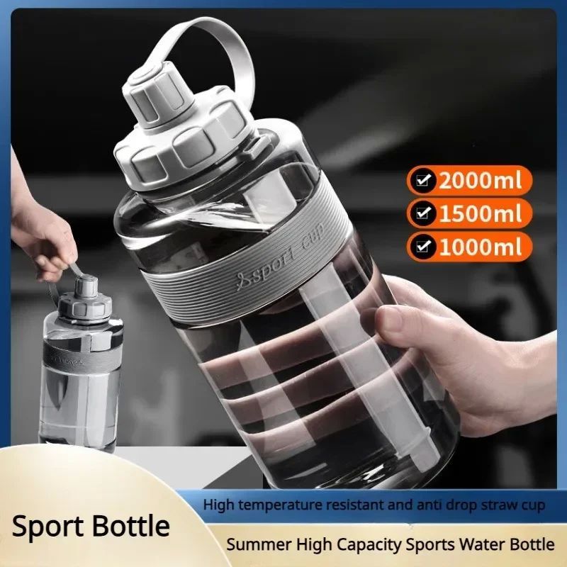 2 Liter Big Water Bottle With Straw 2L/1.5L/1L/0.6L Large Ca