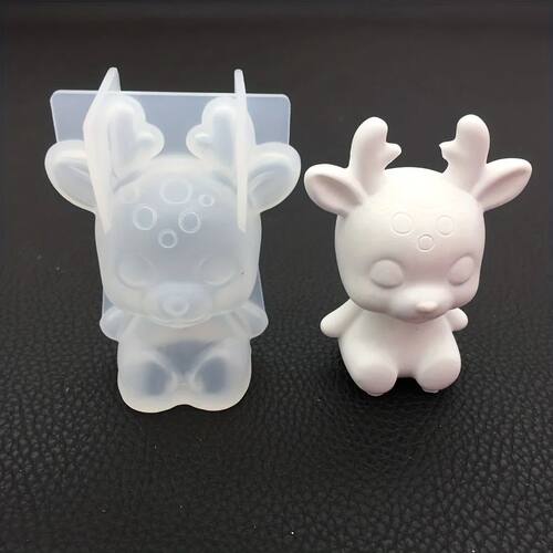 DIY Crystal Epoxy Glue 3D Mirror Christmas Deer Silicone Mol