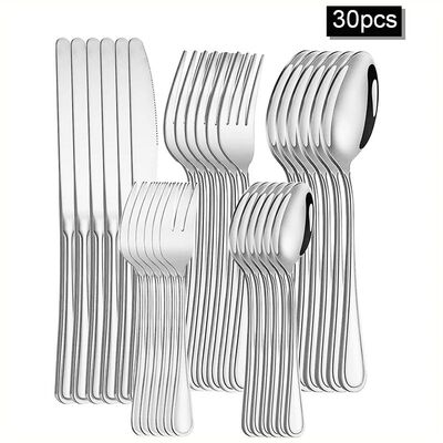 6/30pcs Stainless steel cutlery set steak knife and fork des