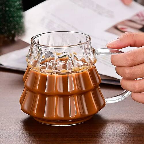 Christmas Tree Glass Coffee Mug with Straw and Lid Heat Resi