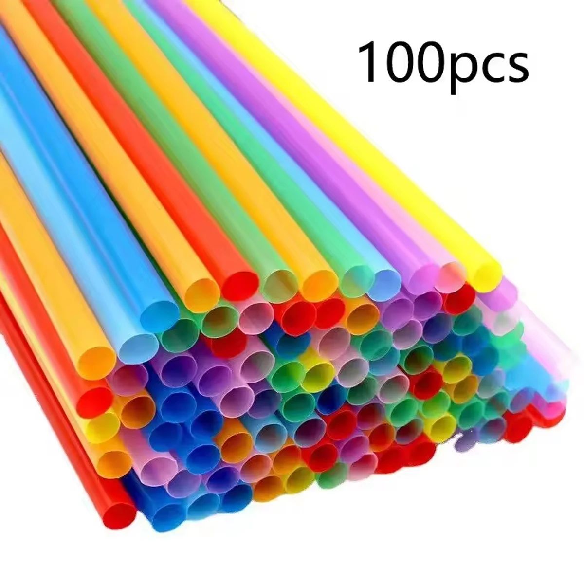100PCS Disposable Plastic Straws Colorful Party Event Drinki