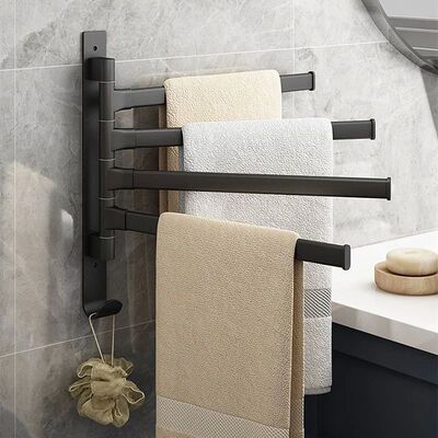 Bathroom Towel Rack Rotatable Towel Holder Space Aluminum 2/