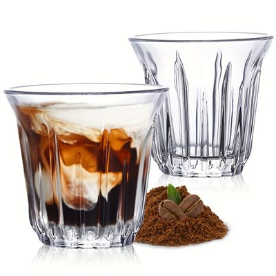 2 Pack Espresso Cups, Clear Glass Cups for Coffee, Coffee Mu