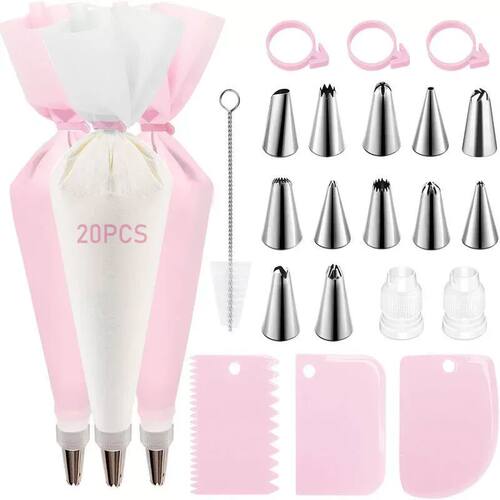 Piping Bags and Tips Set Cake DIY Decorating Kit with Stainl