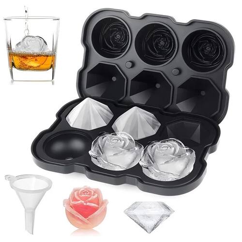 Diamond Rose Gun ETC. Shaped Ice Cube Mold Food Grade Silico