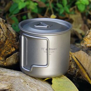 Ultralight Pure Titanium Camping Mug With Lid Foldable Handl