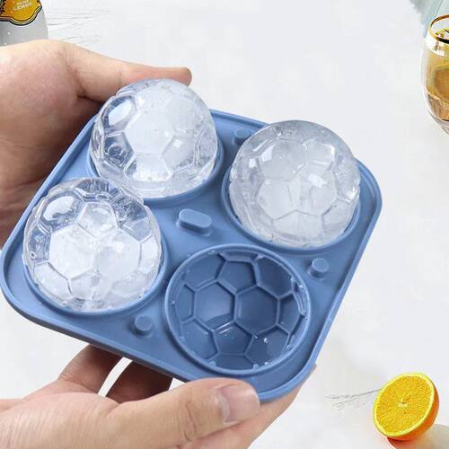 4Grids Silicone Ice Grid Football Ice Cube Mold With Cover L