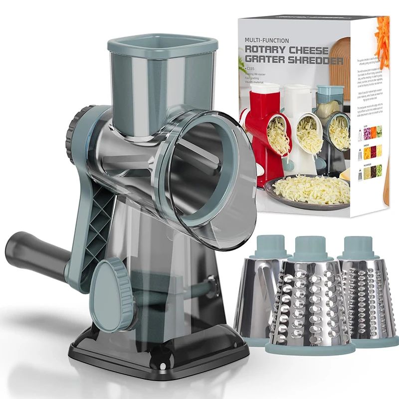 3 in 1 Rotary Cheese Grater Versatile Manual Vegetable Slice