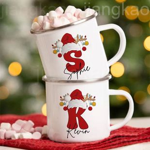 Personalized Christmas Mug Initial with Name Holiday Cup San