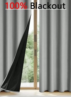 1pc Solid Blackout Curtains with Grommets, Total Privacy Dra