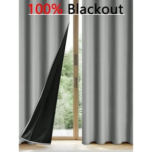 1pc Solid Blackout Curtains with Grommets, Total Privacy Dra