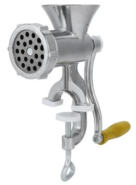 Manual Meat Grinder Silver Aluminum Alloy Powerful Home Saus