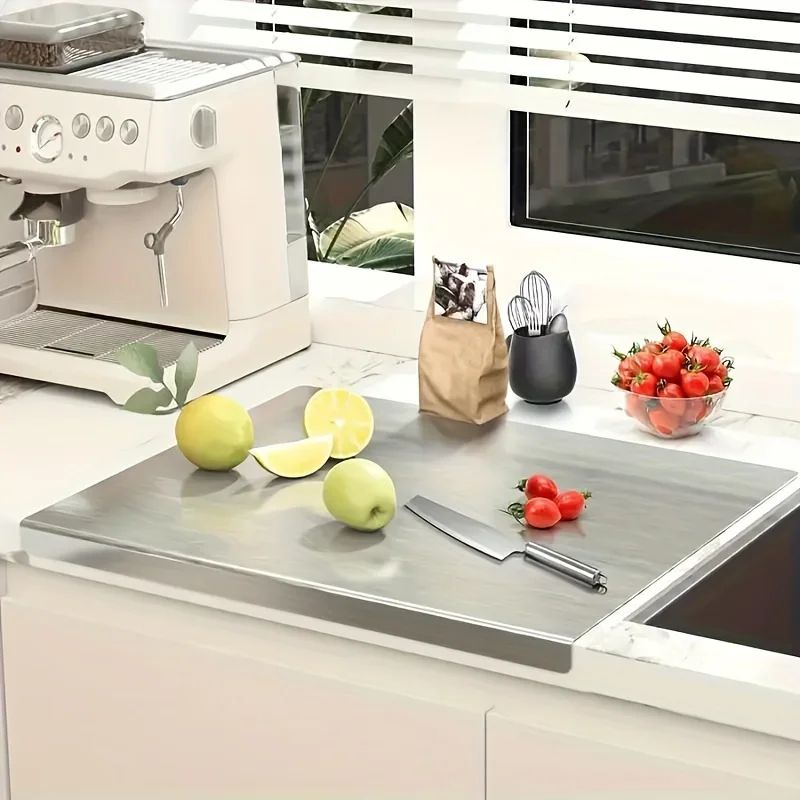 Premium Stainless Steel Chopping Board - Large, Easy Clean,