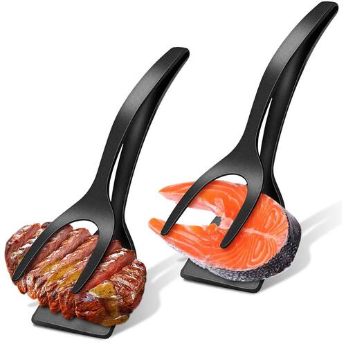 2 in 1 Grip Flip Spatula Clamp Egg Pancake Fish French Toast