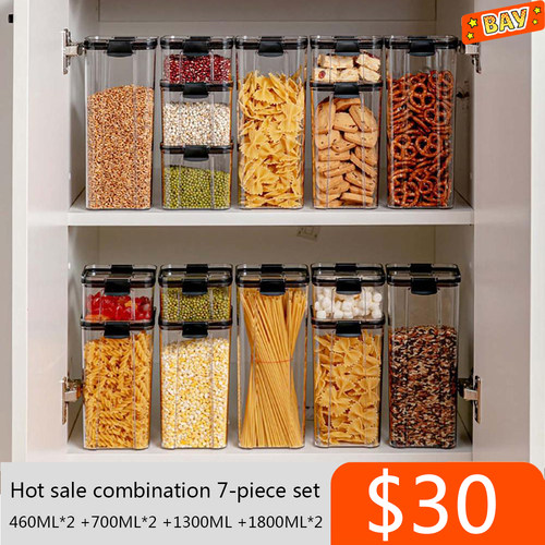 460~1800ml Stackable Storage Box Transparent Kitchen Contain
