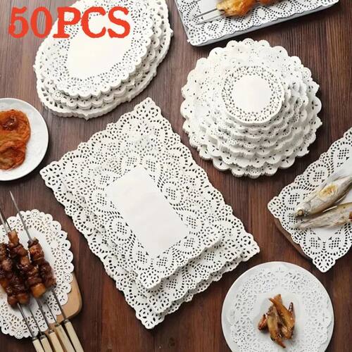 50PCS Lace Doily Paper Oil Absorption Pad Party Wedding Tabl