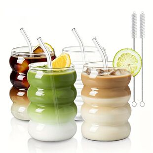 Cups with Stra Coffee 11.8oz Glass Borosilicate High 350ML