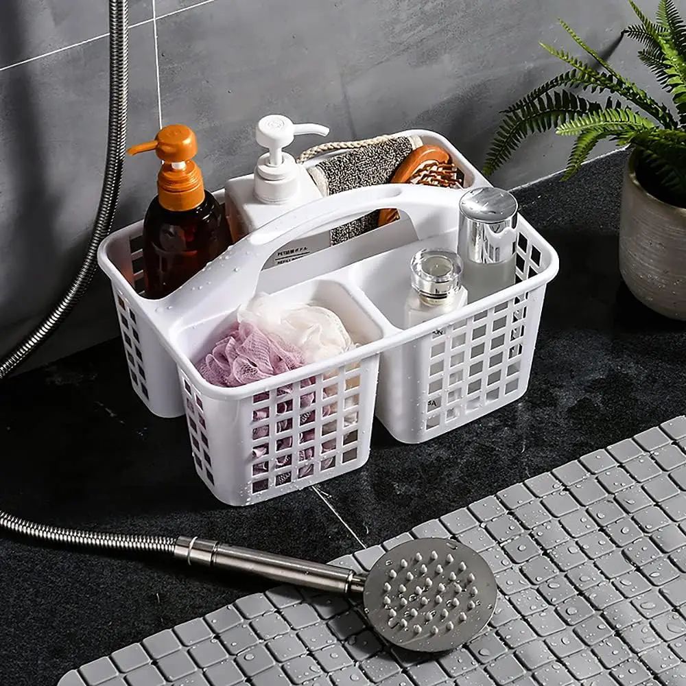 Plastic Shower Caddy Basket with Compartments, Portable Divi