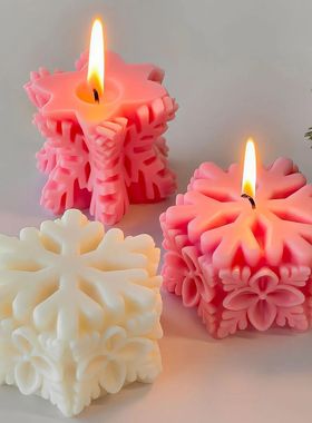 Christmas Snowflake Pillar Candle Mold DIY Aroma Candle Soap