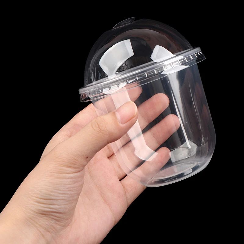 50pcs Disposable Mousse Cups Cake With Lid Clear Plastic Pud