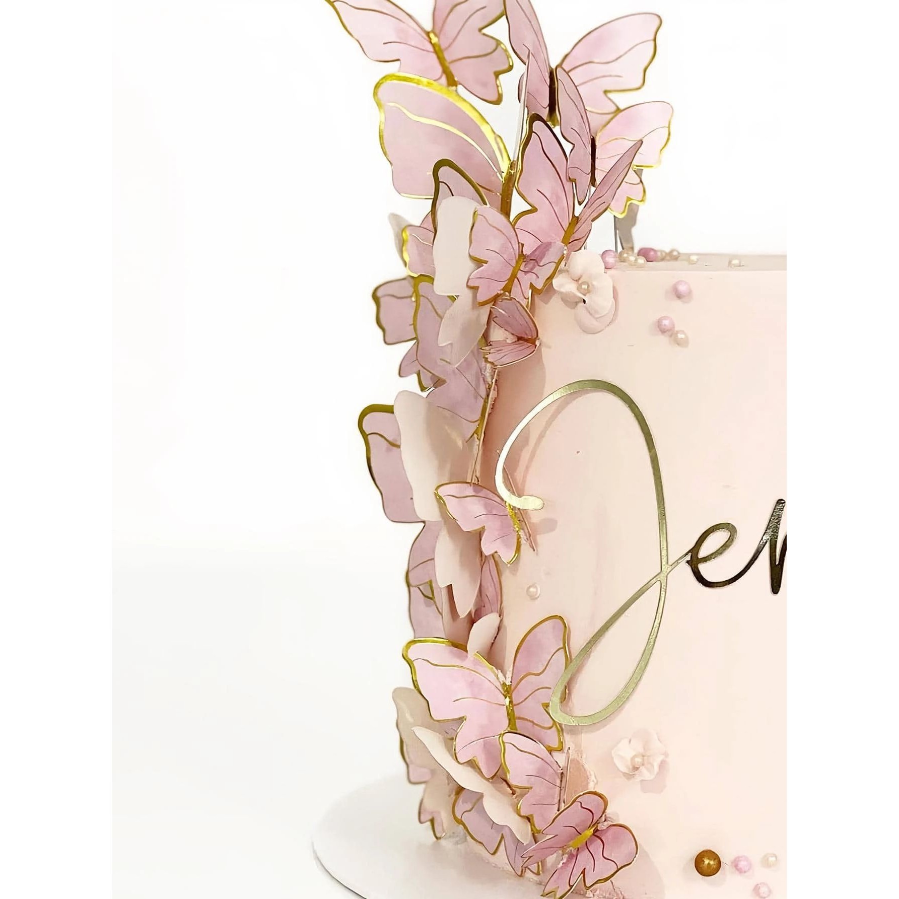 50pcs Creative Pink Butterfly Cake Topper for Valentine's Da