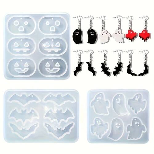 Diy3 Pumpkin Bat Silicone Mold Plaster Decoration Jewelry Ea