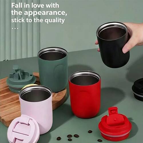 220ML 304 Stainless Steel Insulated Coffee Mug, Leakproof Li