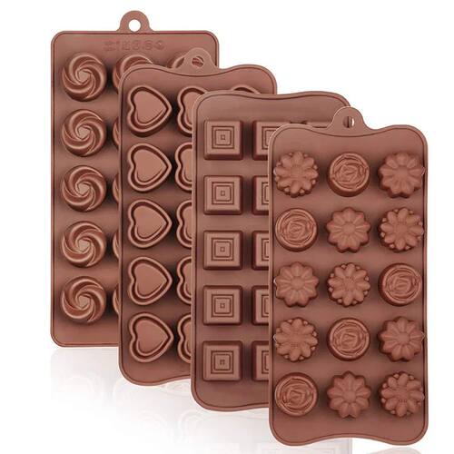 4 Pack Chocolate Flower Molds Reusable Silicone Cake Chocola