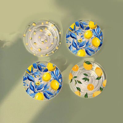 Cute Summer Fruit Yellow Lemon Griptok Clear Phone Grip Stan