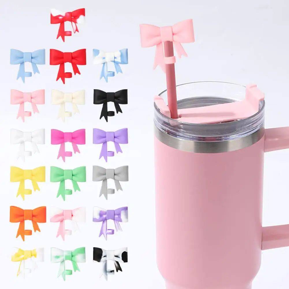 Bow Straw Cap Covers Toppers Silicone Accessories For Stanle