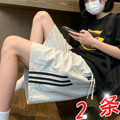 沙滩短裤男薄款夏季港风潮流百搭痞帅条纹休闲中裤子学生宽松裤衩