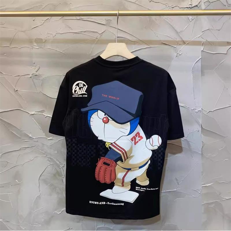 t恤男短袖潮流夏季薄款时尚卡通印花上衣服青少年冰丝休闲半截袖
