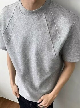 短袖男夏季ins潮流痞帅宽松高级感灰色t恤青少年薄款穿搭半袖大码