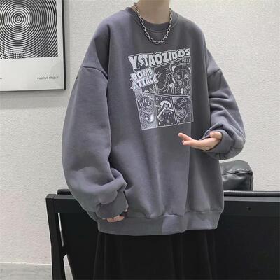 圆领卫衣男加绒长袖t恤