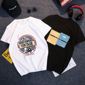 冰丝短袖 体恤 圆领打底上衣服潮牌潮流ins男生印花半袖 t恤男装 夏季