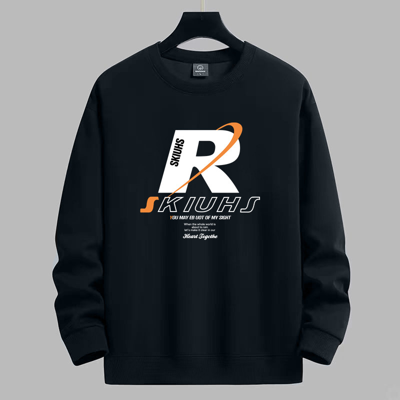 商场专柜清仓圆领卫衣男生春秋季黑色上衣宽松大码百搭体恤打底衫