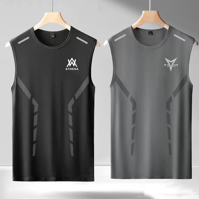 背心男宽松夏季2025新款透气薄款跑步健身无袖t恤大码圆领上衣服