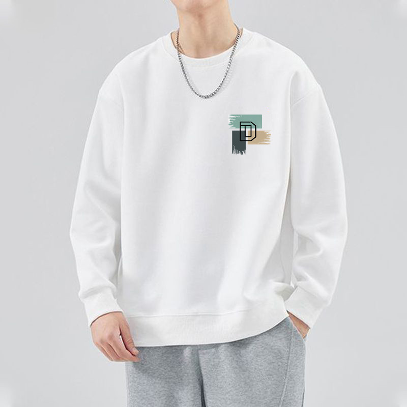 黑色长袖男春秋季潮流宽松t恤男生休闲上衣服薄款大码运动套头衫