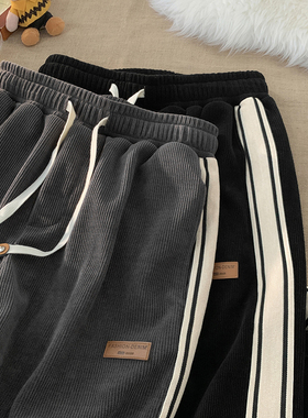 清仓捡漏商场外贸出口裤子男秋冬季直筒宽松灯芯绒休闲运动裤潮牌