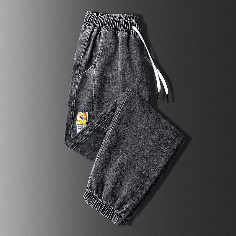 休闲男士牛仔裤春秋季广州新塘束脚宽松九分裤子时尚百搭高档男装