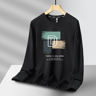 运动卫衣男春秋季韩版潮流宽松百搭青年长袖重磅大码打底圆领T恤